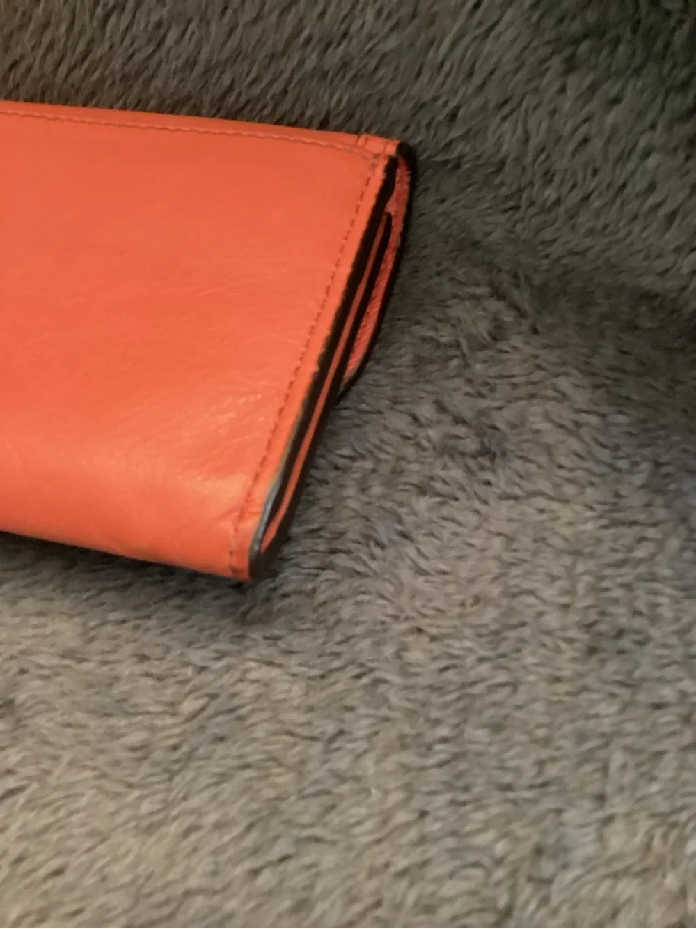 COACH Salmon Colored Vintage Leather Flap Wallet with Signature Buckle